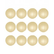 12" Paper Lanterns Round 'Ivory' - Regular Wire Value Pack (12 Pieces).